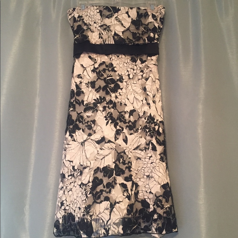 Egen strapless black & white lace dress